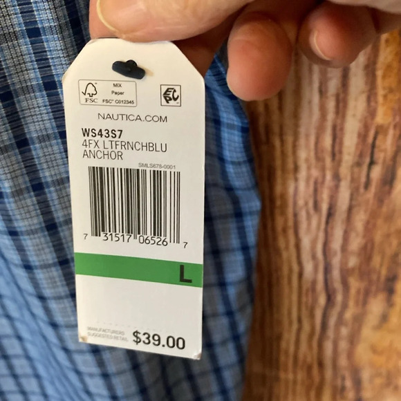 Men’s Nautica Large Men Blue‎ Plaid Sleepwear Cozy Pajama Short Sleeve Shirt - Picture 4 of 8